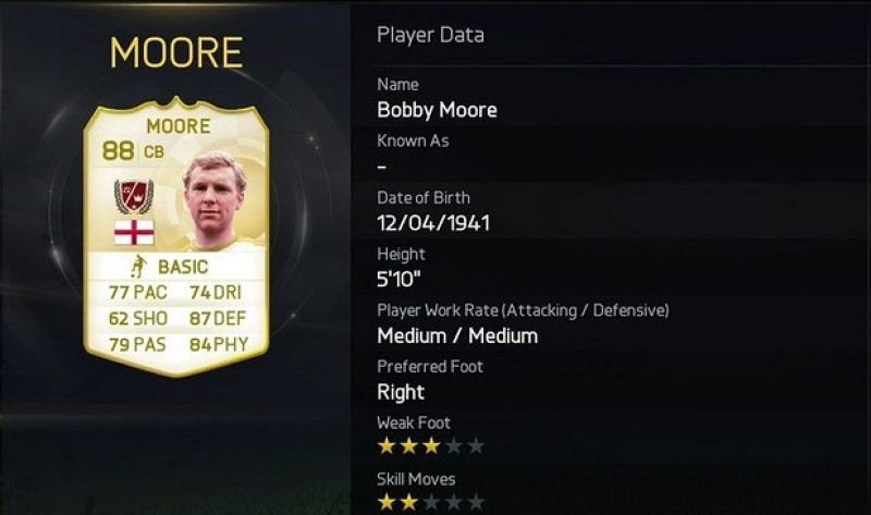 FIFA 15 – EA aggiunge Bobby Moore alle Leggende